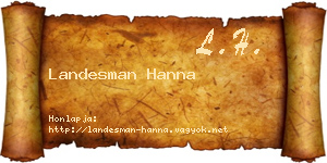 Landesman Hanna névjegykártya